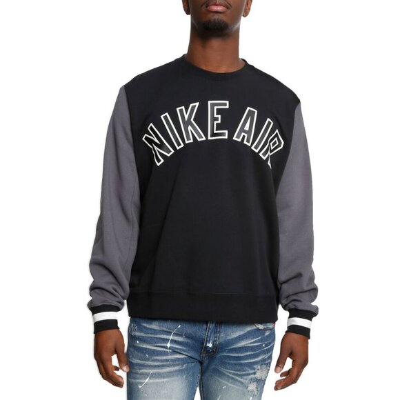 NIKE AIR SWEATSHIRT BLACK/GRAY SZ M BIG LOGO CASUAL ATHLETIC CORE VERSATILE - Picture 13 of 16